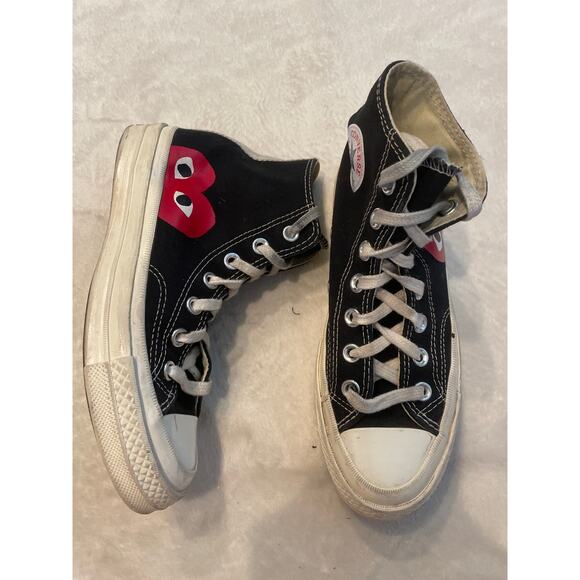 PLAY X CONVERSE Unisex Chuck Taylor Hi Top Men's 3 Women's 5 Black Canvas - Picture 3 of 9